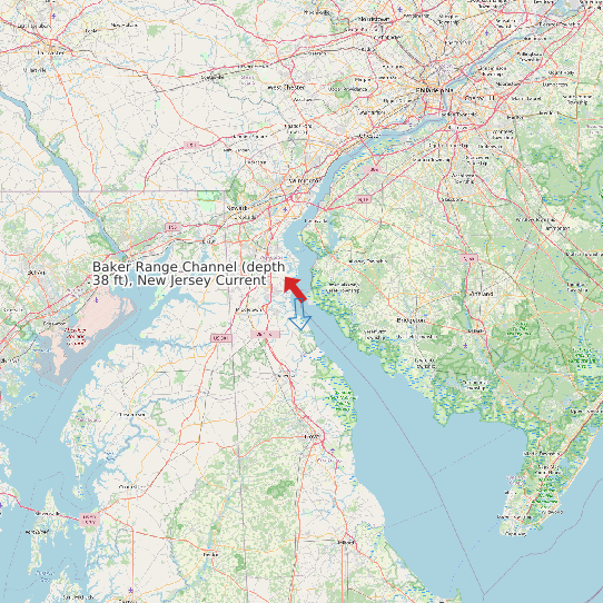 Map of Baker Range Channel (depth 38 ft), New Jersey Current Prediction Station