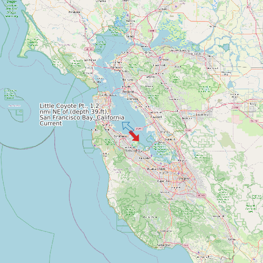 Map of Little Coyote Pt., 1.2 nmi NE of (depth 39 ft), San Francisco Bay, California Current Prediction Station