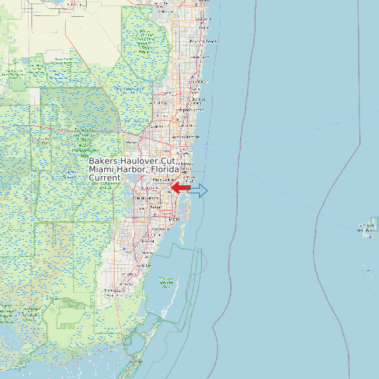 Map of Bakers Haulover Cut, Miami Harbor, Florida Current Prediction Station