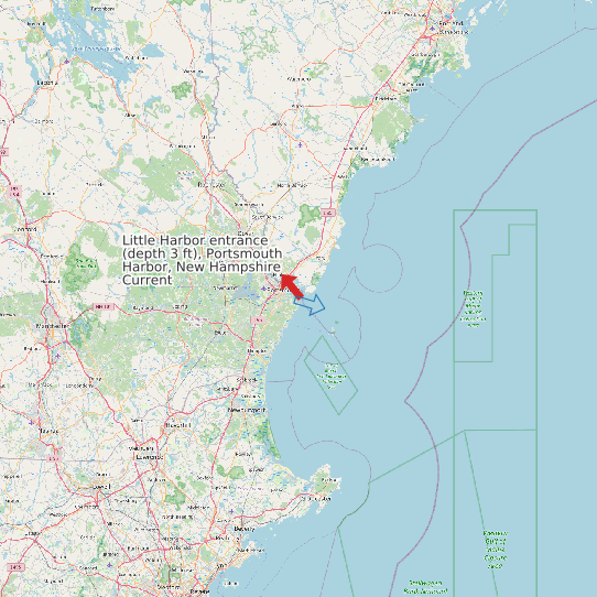 Map of Little Harbor entrance (depth 3 ft), Portsmouth Harbor, New Hampshire Current Prediction Station