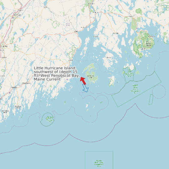 Little Hurricane Island, southwest of (depth 15 ft), West Penobscot Bay, Maine Current map