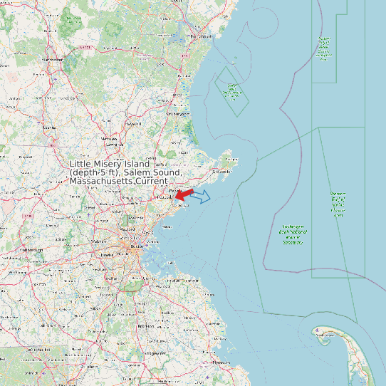 Little Misery Island (depth 5 ft), Salem Sound, Massachusetts Current map