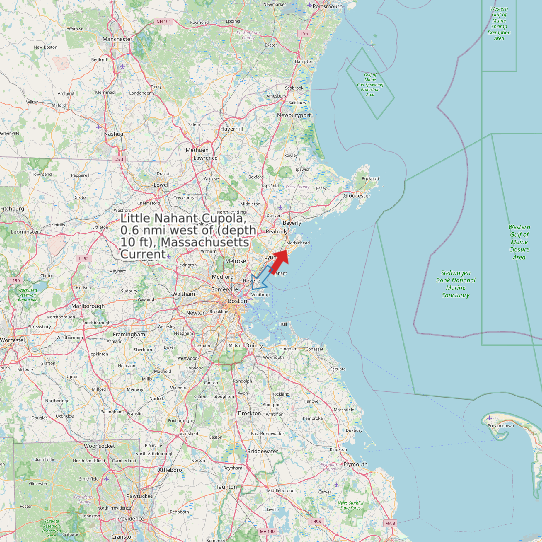 Map of Little Nahant Cupola, 0.6 nmi west of (depth 10 ft), Massachusetts Current Prediction Station
