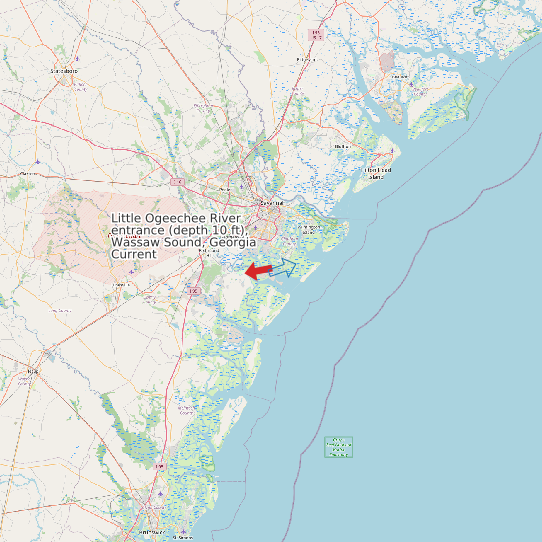 Map of Little Ogeechee River entrance (depth 10 ft), Wassaw Sound, Georgia Current Prediction Station