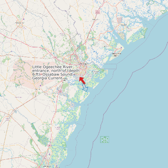Map of Little Ogeechee River entrance, north of (depth 6 ft), Ossabaw Sound, Georgia Current Prediction Station