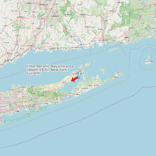 Map of Little Peconic Bay entrance (depth 19 ft), New York Current Prediction Station