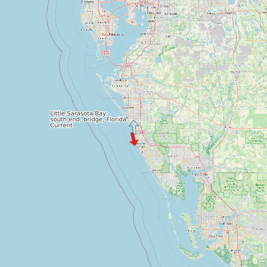 Little Sarasota Bay, south end, bridge, Florida Current map