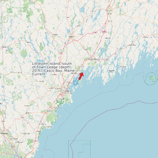 Littlejohn Island, south of Town Ledge (depth 20 ft), Casco Bay, Maine Current map