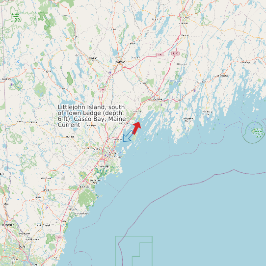 Map of Littlejohn Island, south of Town Ledge (depth 6 ft), Casco Bay, Maine Current Prediction Station