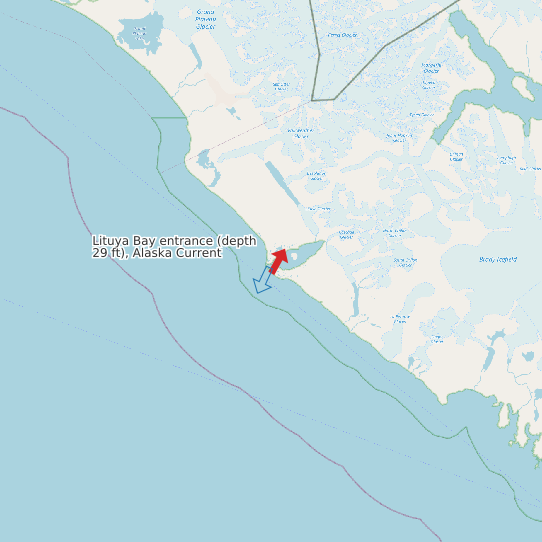 Lituya Bay entrance (depth 29 ft), Alaska Current map