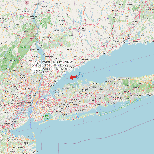 Map of Lloyd Point, 1.3 mi NNW of (depth 15 ft), Long Island Sound, New York Current Prediction Station