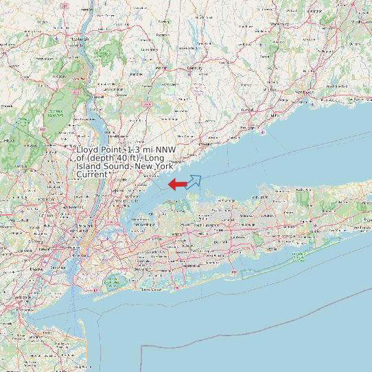 Lloyd Point, 1.3 mi NNW of (depth 40 ft), Long Island Sound, New York Current map
