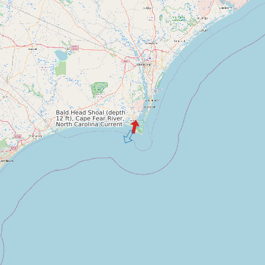 Map of Bald Head Shoal (depth 12 ft), Cape Fear River, North Carolina Current Prediction Station