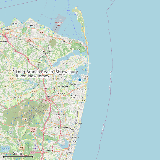 Map of Long Branch Reach, Shrewsbury River, New Jersey Tide Prediction Station
