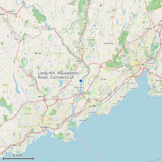 Map of Long Hill, Housatonic River, Connecticut Tide Prediction Station