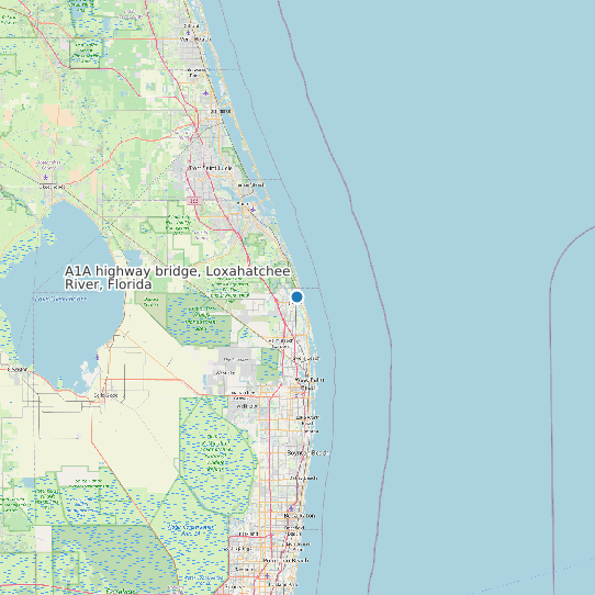 Map of A1A highway bridge, Loxahatchee River, Florida Tide Prediction Station