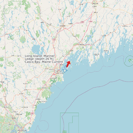 Long Island, Mariner Ledge (depth 26 ft), Casco Bay, Maine Current map