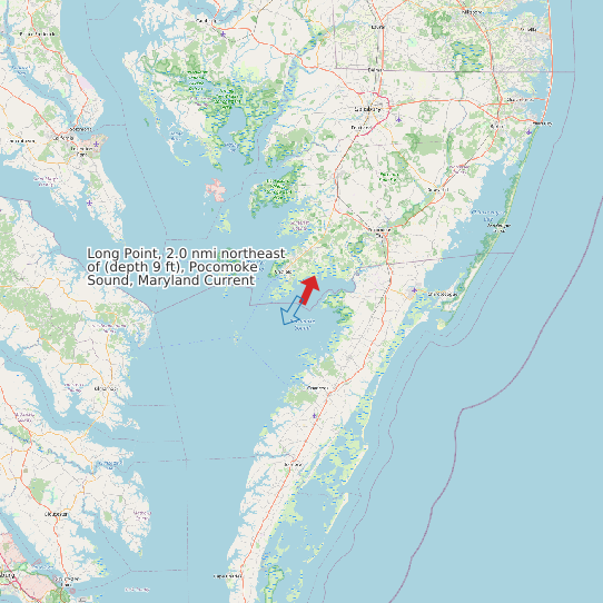 Long Point, 2.0 nmi northeast of (depth 9 ft), Pocomoke Sound, Maryland Current map