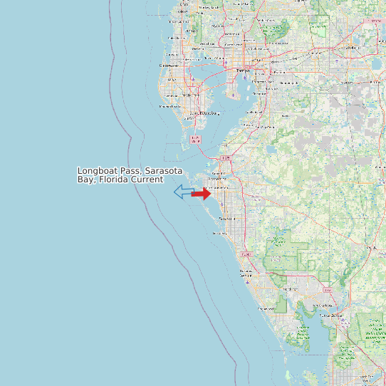 Map of Longboat Pass, Sarasota Bay, Florida Current Prediction Station