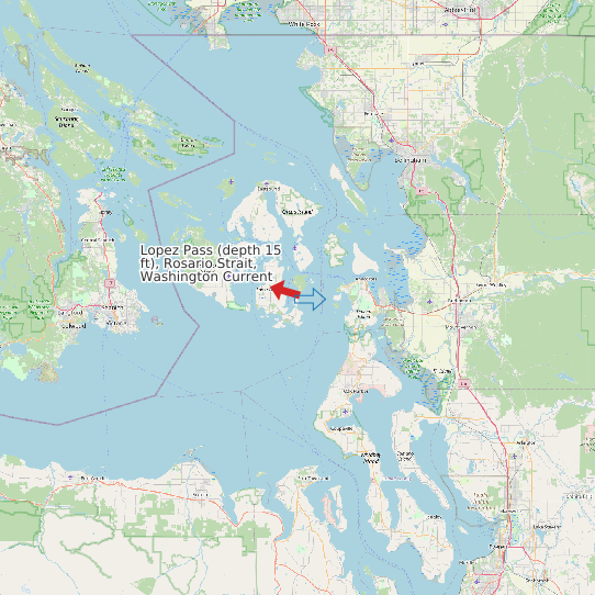 Map of Lopez Pass (depth 15 ft), Rosario Strait, Washington Current Prediction Station