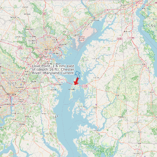 Love Point, 1.6 nmi east of (depth 16 ft), Chester River, Maryland Current map
