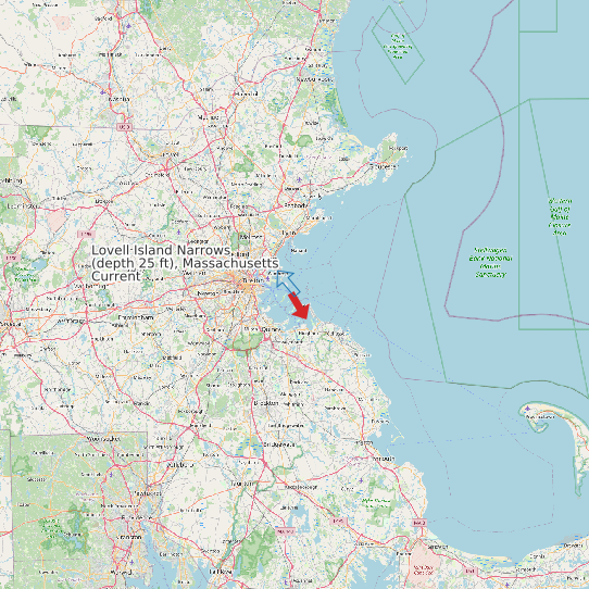 Lovell Island Narrows (depth 25 ft), Massachusetts Current map