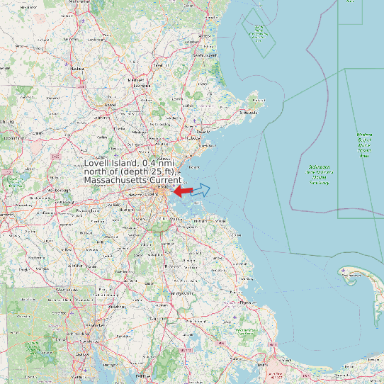 Lovell Island, 0.4 nmi north of (depth 25 ft), Massachusetts Current map