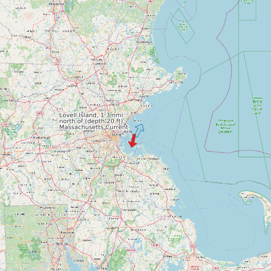 Map of Lovell Island, 1.3 nmi north of (depth 20 ft), Massachusetts Current Prediction Station