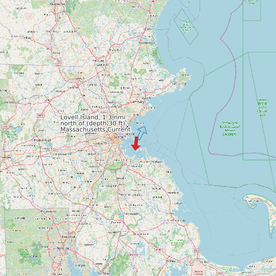 Map of Lovell Island, 1.3 nmi north of (depth 30 ft), Massachusetts Current Prediction Station