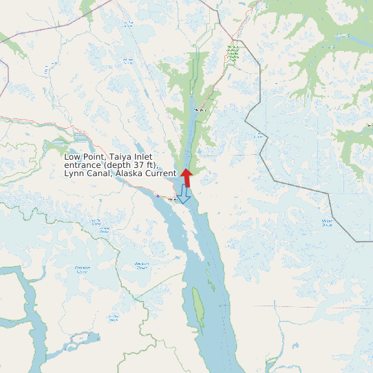 Map of Low Point, Taiya Inlet entrance (depth 37 ft), Lynn Canal, Alaska Current Prediction Station