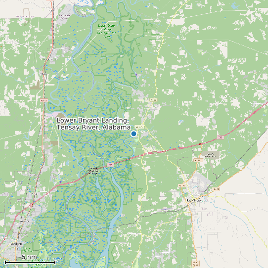 Map of Lower Bryant Landing, Tensay River, Alabama Tide Prediction Station