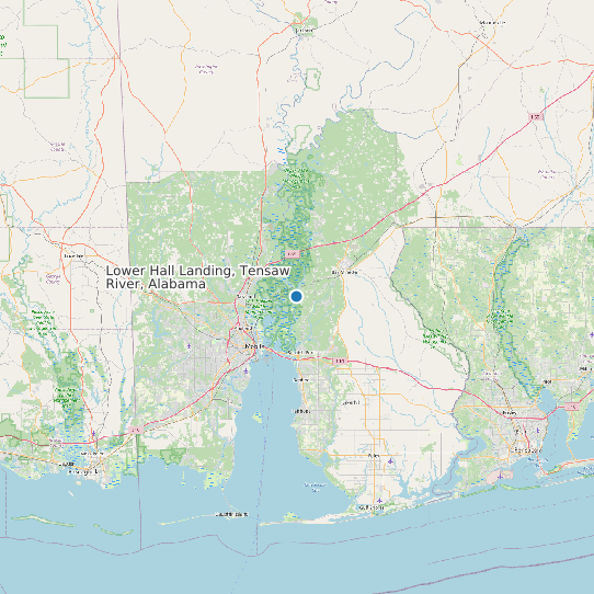 Lower Hall Landing, Tensaw River, Alabama map