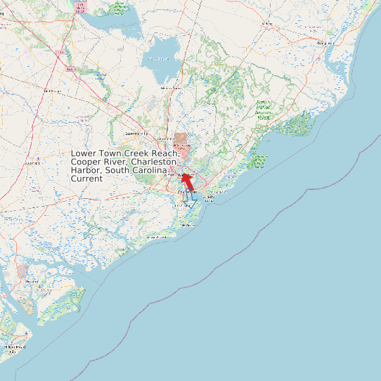 Map of Lower Town Creek Reach, Cooper River, Charleston Harbor, South Carolina Current Prediction Station