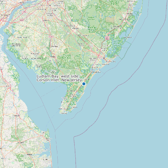 Ludlam Bay, west side, Corson Inlet, New Jersey map