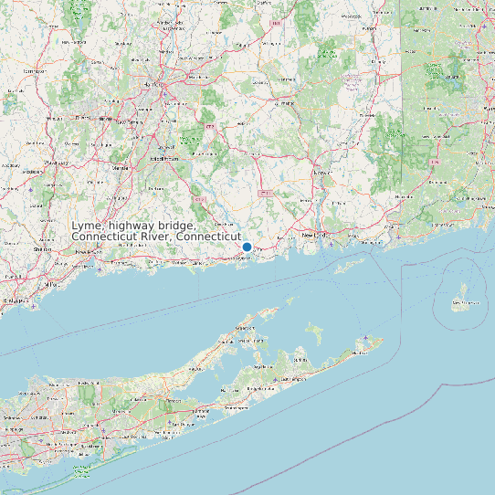 Map of Lyme, highway bridge, Connecticut River, Connecticut Tide Prediction Station