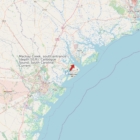 Mackay Creek, south entrance (depth 10 ft), Calibogue Sound, South Carolina Current map