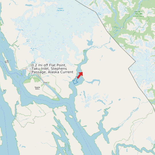 Map of 0.2 mi off Flat Point, Taku Inlet, Stephens Passage, Alaska Current Prediction Station