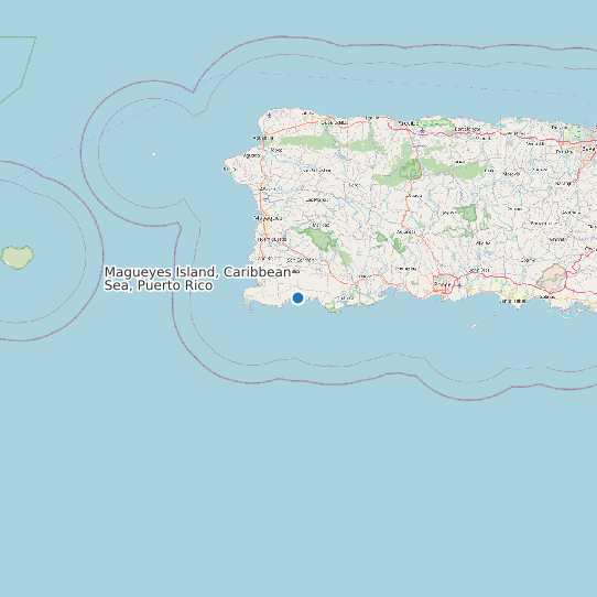 Map of Magueyes Island, Caribbean Sea, Puerto Rico Tide Prediction Station