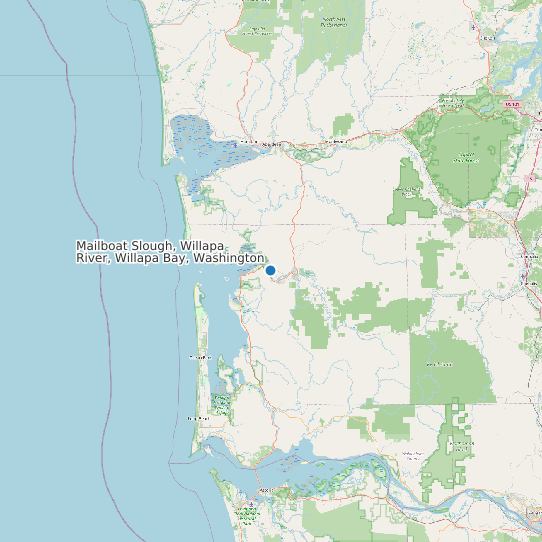 Map of Mailboat Slough, Willapa River, Willapa Bay, Washington Tide Prediction Station