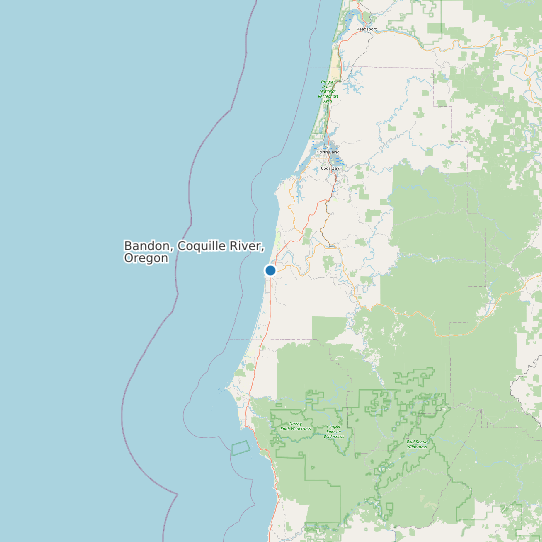 Map of Bandon, Coquille River, Oregon Tide Prediction Station