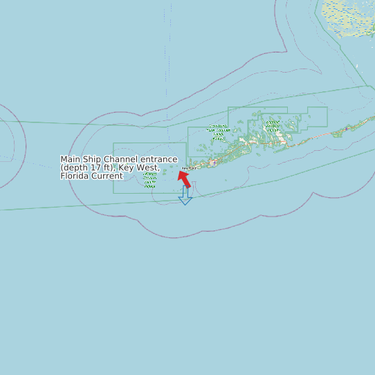Map of Main Ship Channel entrance (depth 17 ft), Key West, Florida Current Prediction Station
