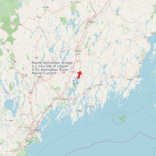 Map of Maine Kennebec Bridge, 0.2 nmi SW of (depth 4 ft), Kennebec River, Maine Current Prediction Station