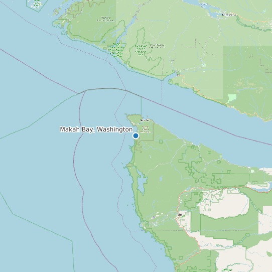 Map of Makah Bay, Washington Tide Prediction Station