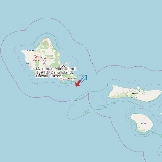 Map of Makapu'u Point (depth 109 ft), Oahu Island, Hawaii Current Prediction Station