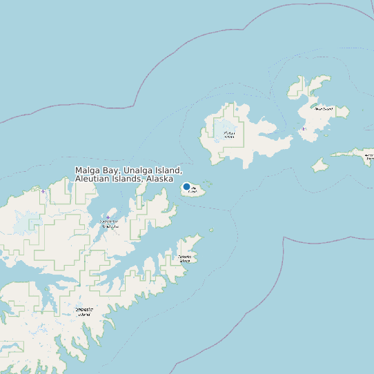 Map of Malga Bay, Unalga Island, Aleutian Islands, Alaska Tide Prediction Station