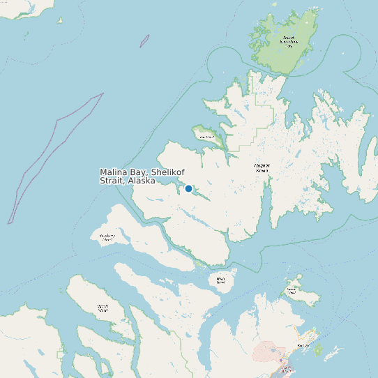 Map of Malina Bay, Shelikof Strait, Alaska Tide Prediction Station