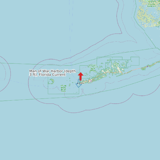 Map of Man of War Harbor (depth 3 ft), Florida Current Prediction Station
