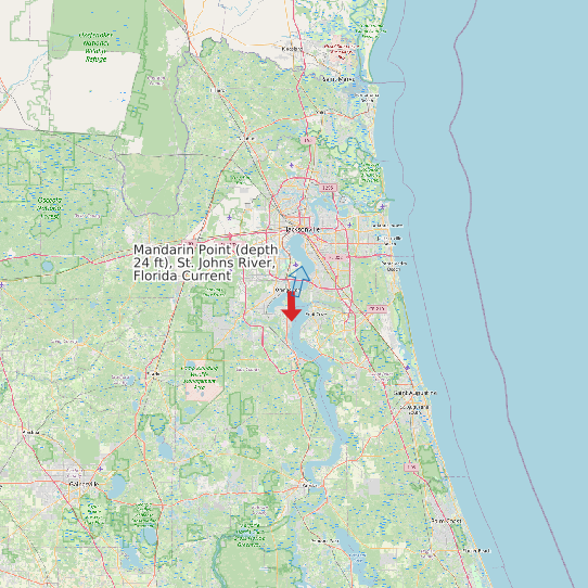 Mandarin Point (depth 24 ft), St. Johns River, Florida Current map