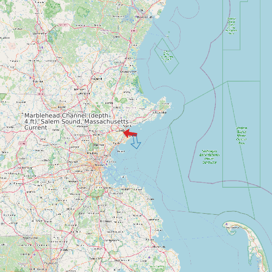 Map of Marblehead Channel (depth 4 ft), Salem Sound, Massachusetts Current Prediction Station