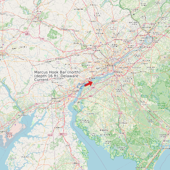 Map of Marcus Hook Bar (north) (depth 16 ft), Delaware Current Prediction Station